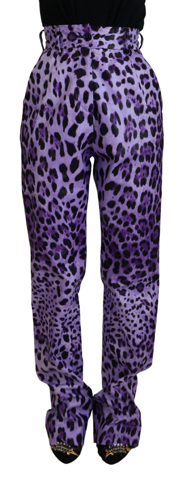 Eleganti pantaloni viola a vita alta