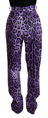 Élégant pantalon violet droit de taille haute