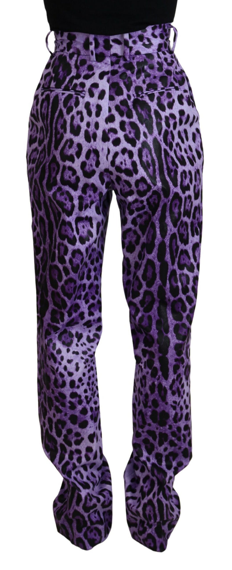 Pantalones de color morado recto elegante de cintura alta