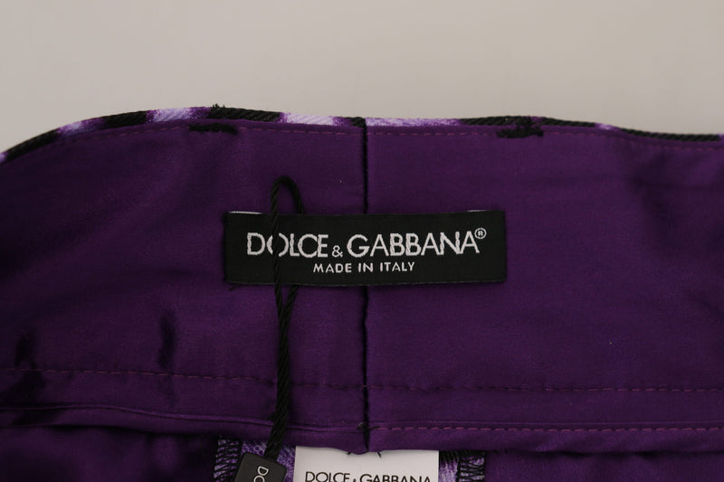 Élégant pantalon violet droit de taille haute