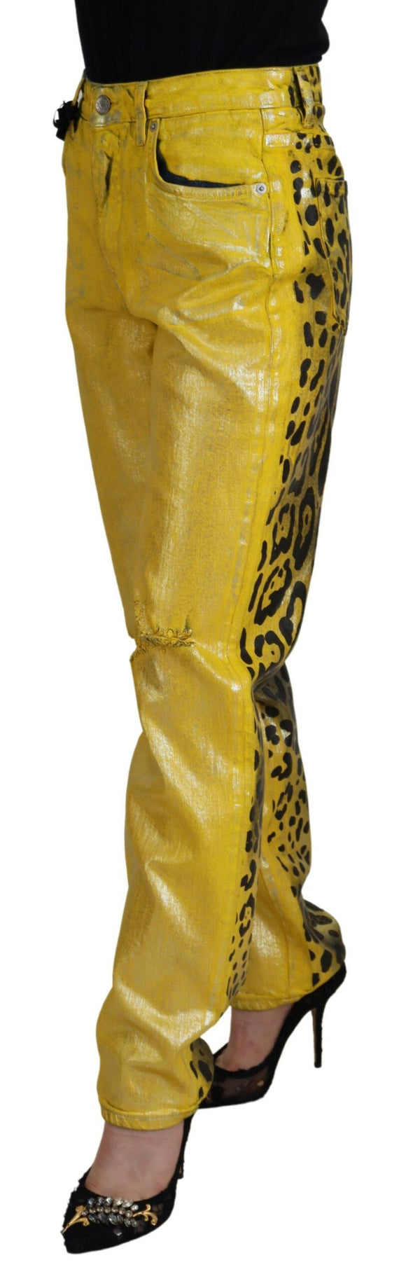 Jeans high-taille chic en jaune vibrant