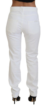 Elegante weiße mittlere Taille Skinny Jeans