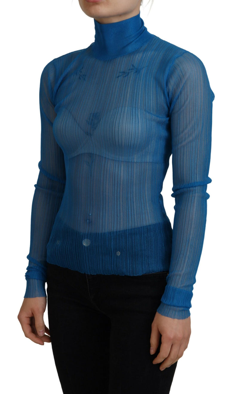 Elegante blusa de malla azul