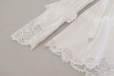 Elegant White Lace Trim Cotton Blouse