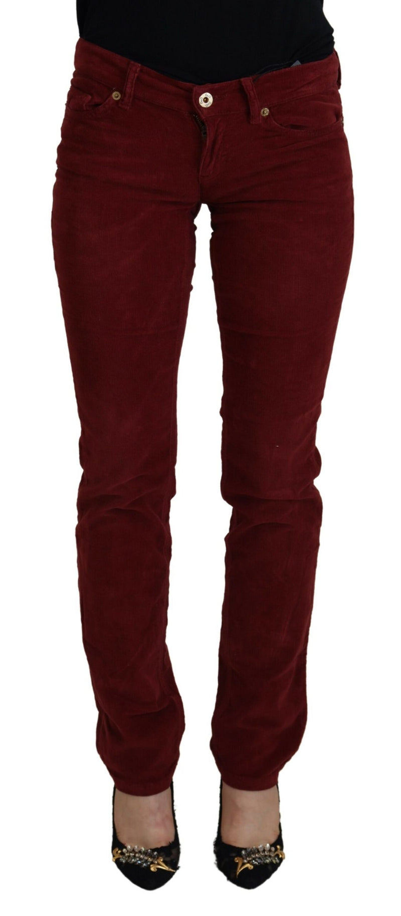 Pantaloni di velluto a coste chic maroon