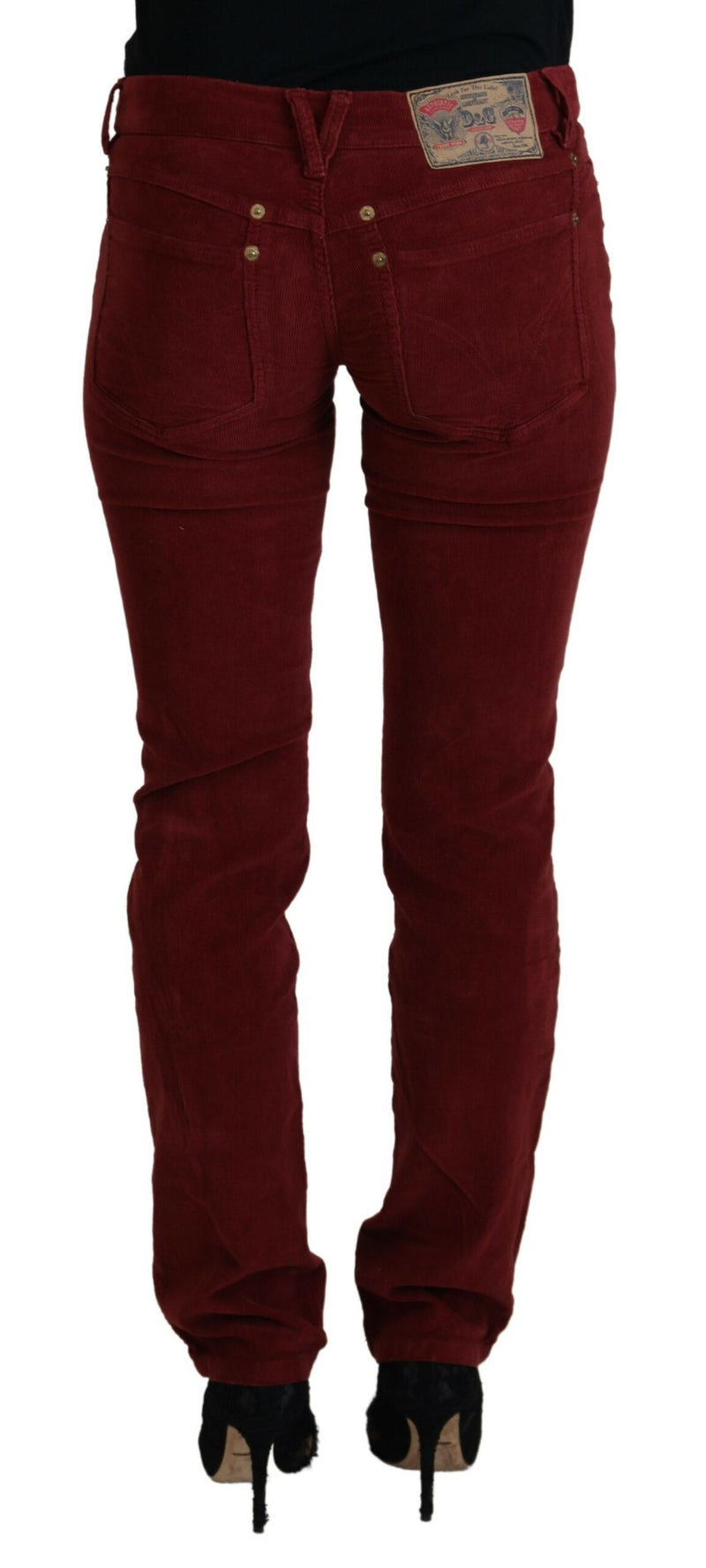 Pantaloni di velluto a coste chic maroon