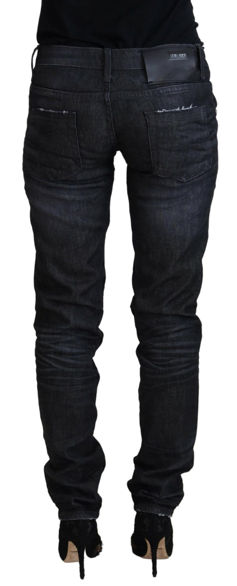 Schicke schwarze Taille gerade Jeans