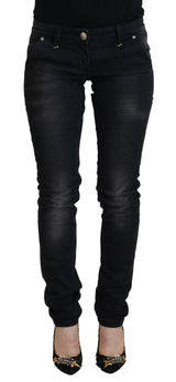 Schlanker schwarz gewaschener niedriger Taille Skinny Jeans