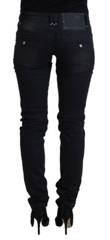 Sleek Black Washed Low Waist Skinny Jeans