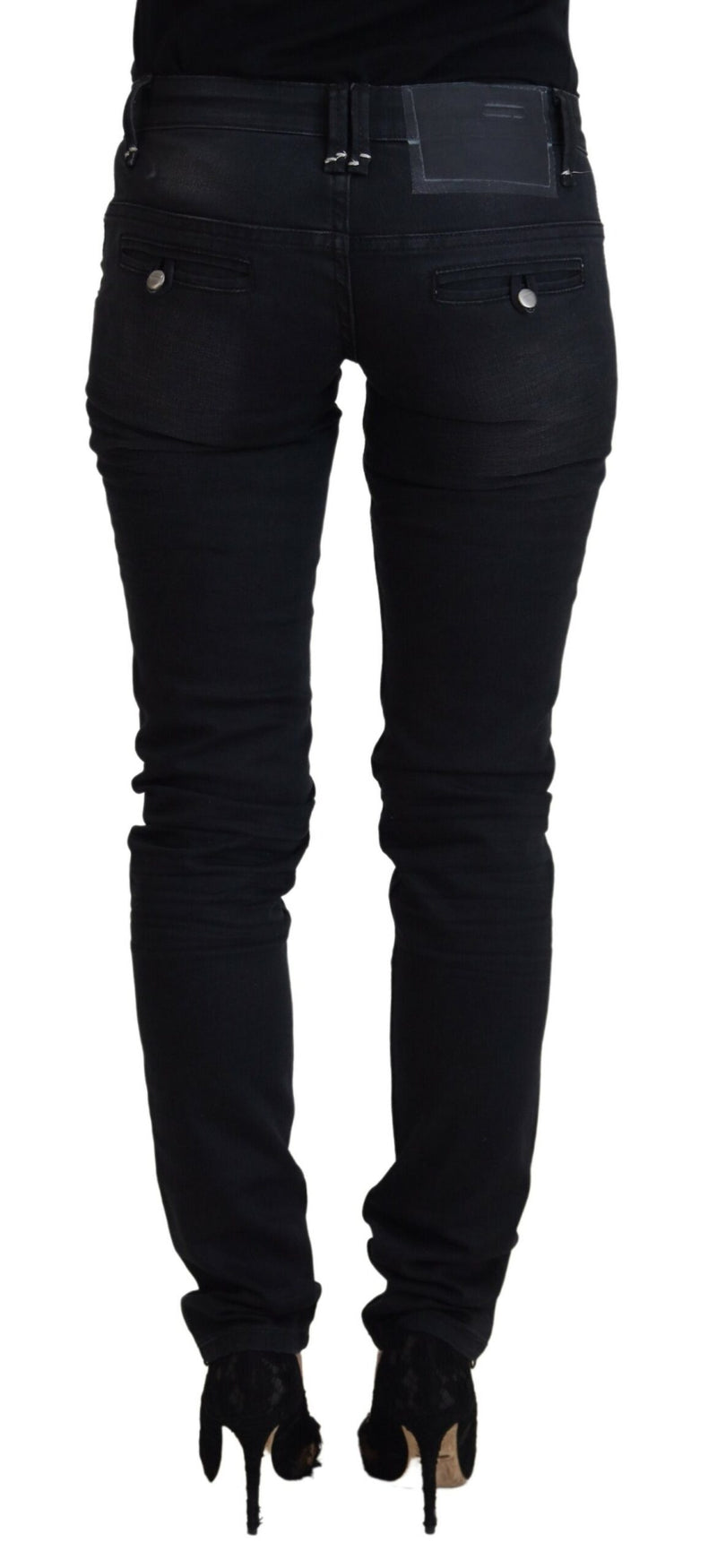 Schlanker schwarz gewaschener niedriger Taille Skinny Jeans