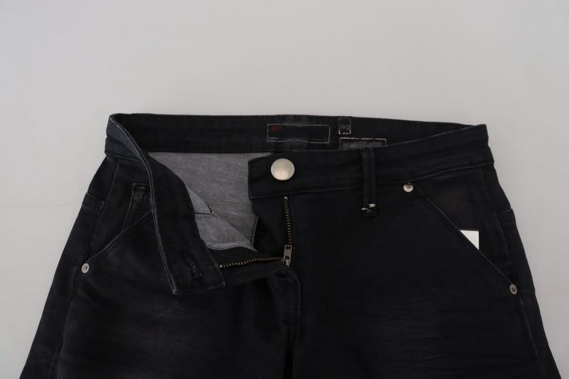 Eleganti jeans magri a bassa vita lavati neri