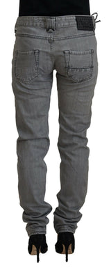 Jeans grigio magri chic a bassa vita