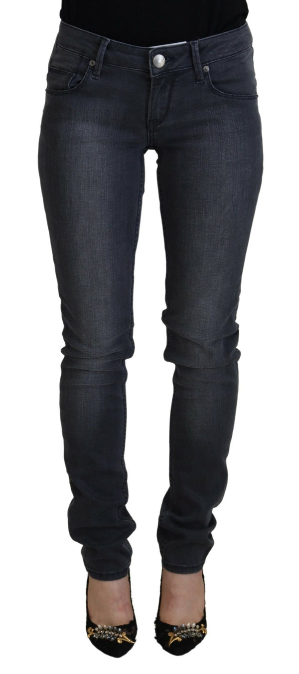 Jean skinny à taille basse gris chic