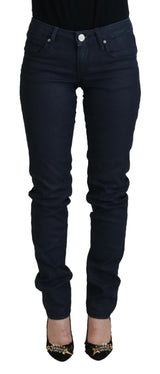 Jeans magri chic a bassa vita in blu