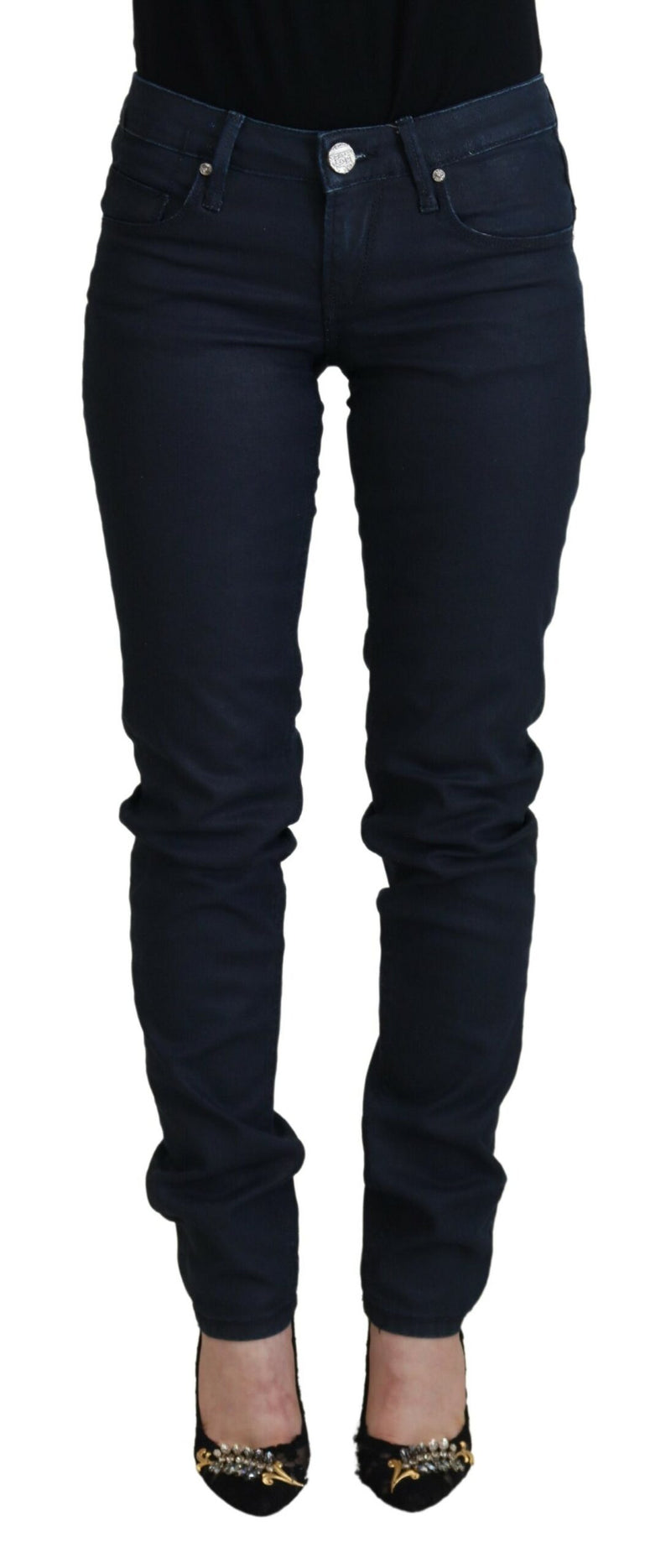 Jean skinny à taille basse chic en bleu