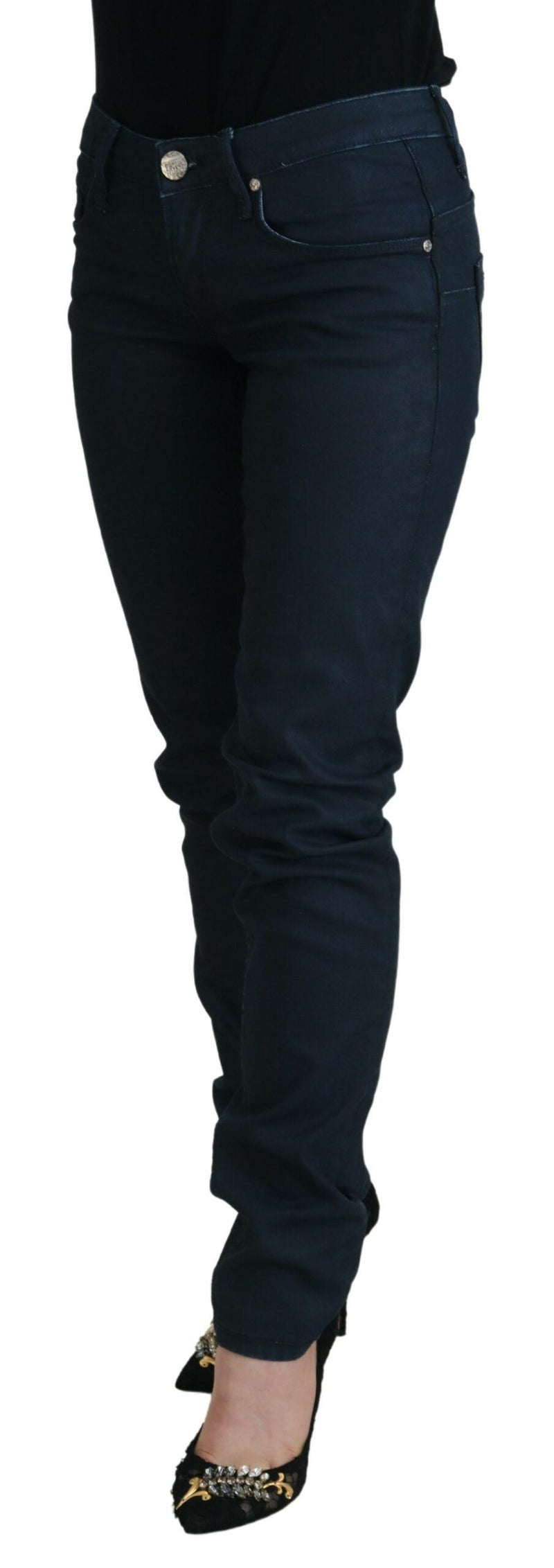 Chic Low Taille Skinny Jeans in Blau