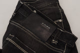 Elegantes jeans negros cónicos de cintura mid