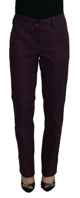 Pantalon en coton violet effilé élégant