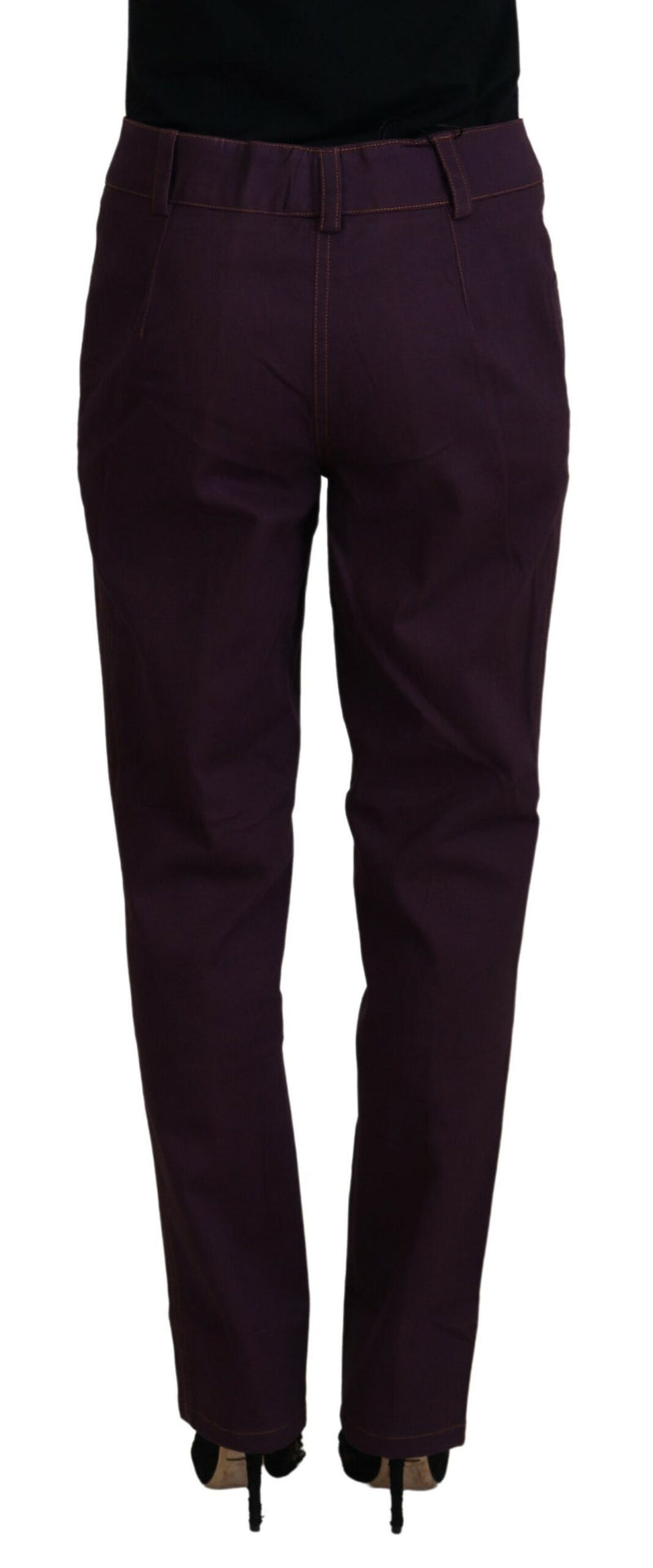 Pantalon en coton violet effilé élégant