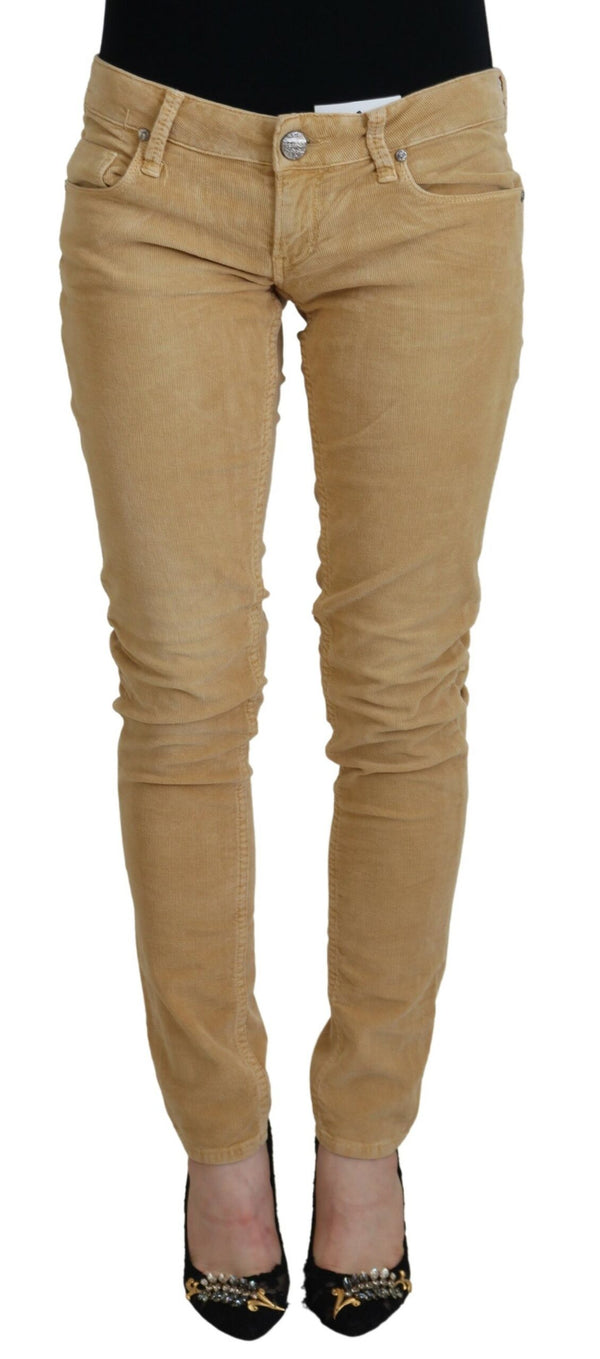 Pantalon skinny à taille basse brun chic