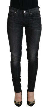 Jean skinny à taille basse noire chic