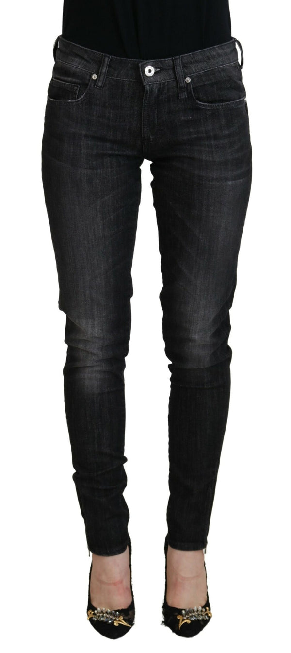 Jean skinny à taille basse noire chic