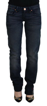 Chic jeans de fit recto de mezclilla con cintura baja