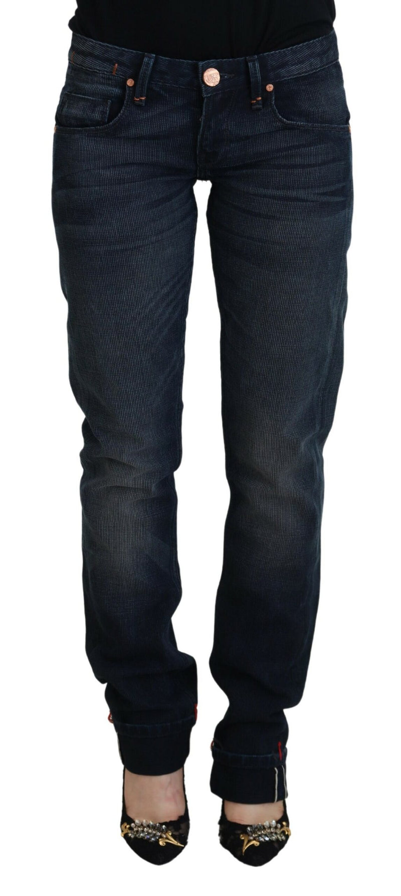 Chic jeans de fit recto de mezclilla con cintura baja