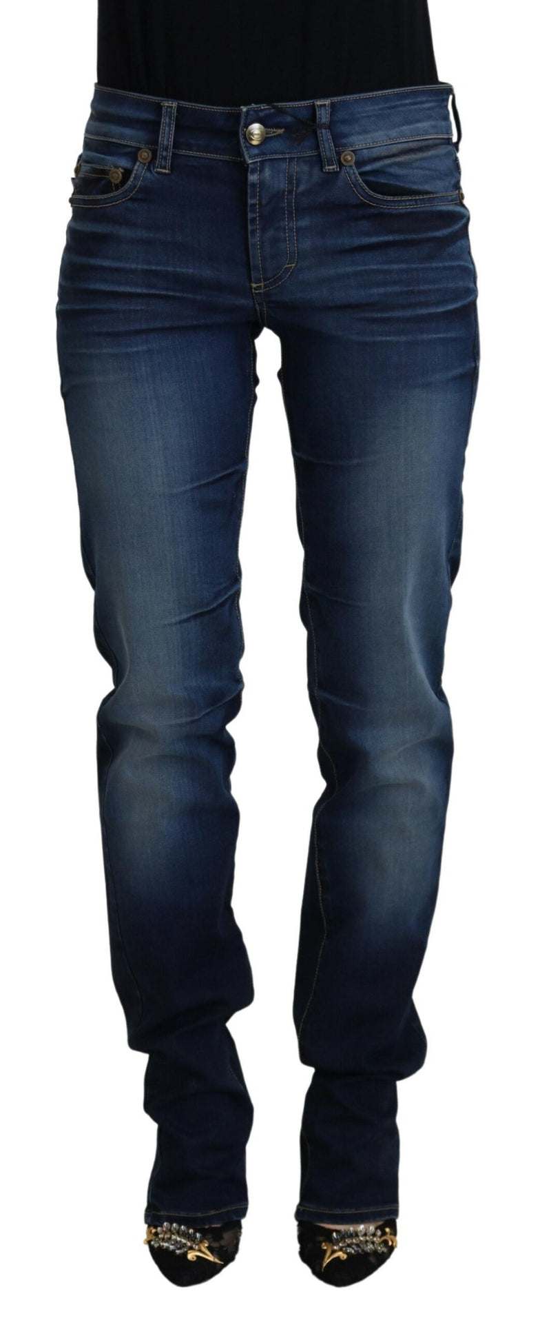 Chic Low Taille Jeanshose in Blau