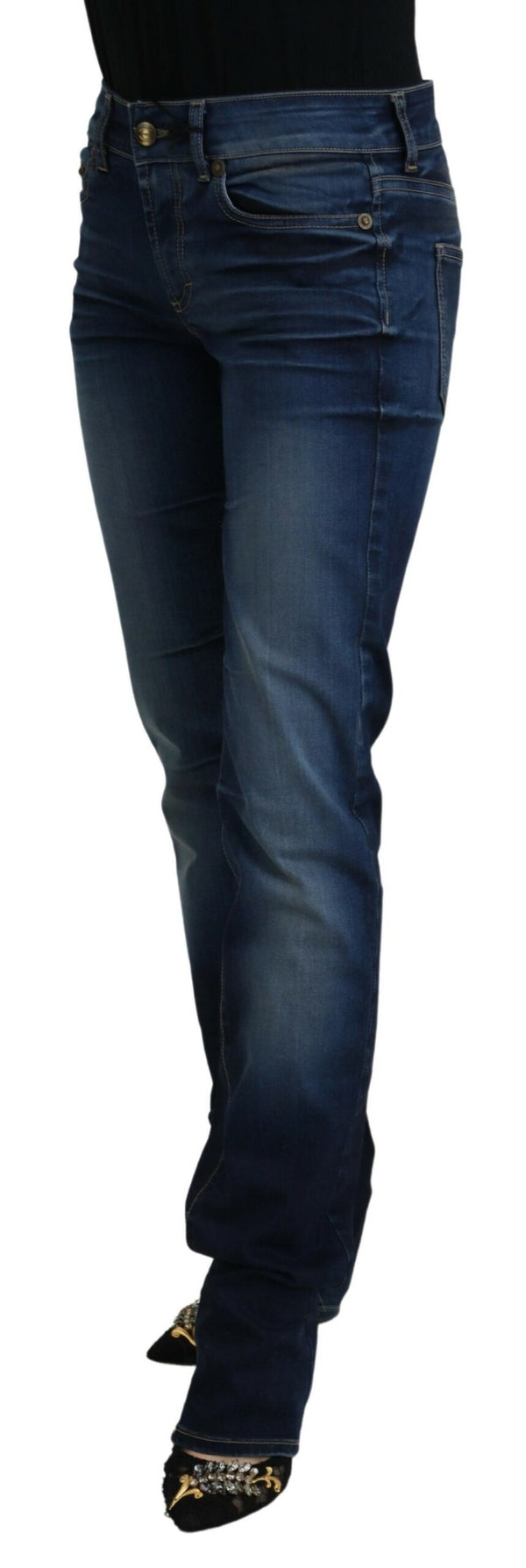 Pantalon de jean à taille basse chic en bleu