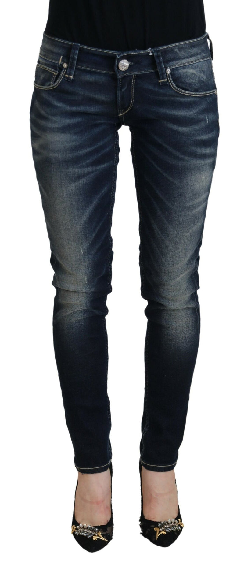 Chic Blue gewaschener dünne Taillenjeans