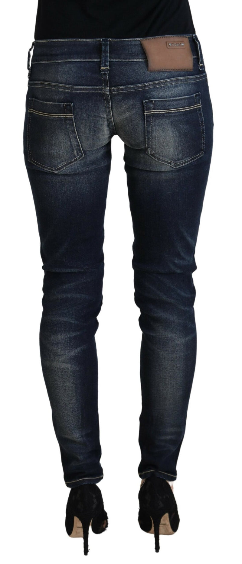 Jean à taille basse skinny bleu chic