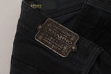 Chic jeans flacos negros de cintura baja