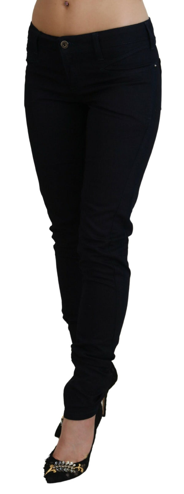 Chic Black Low Taille Denim Röhrenjeans