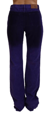 Élégant pantalon en rideau en velours côtelé violet