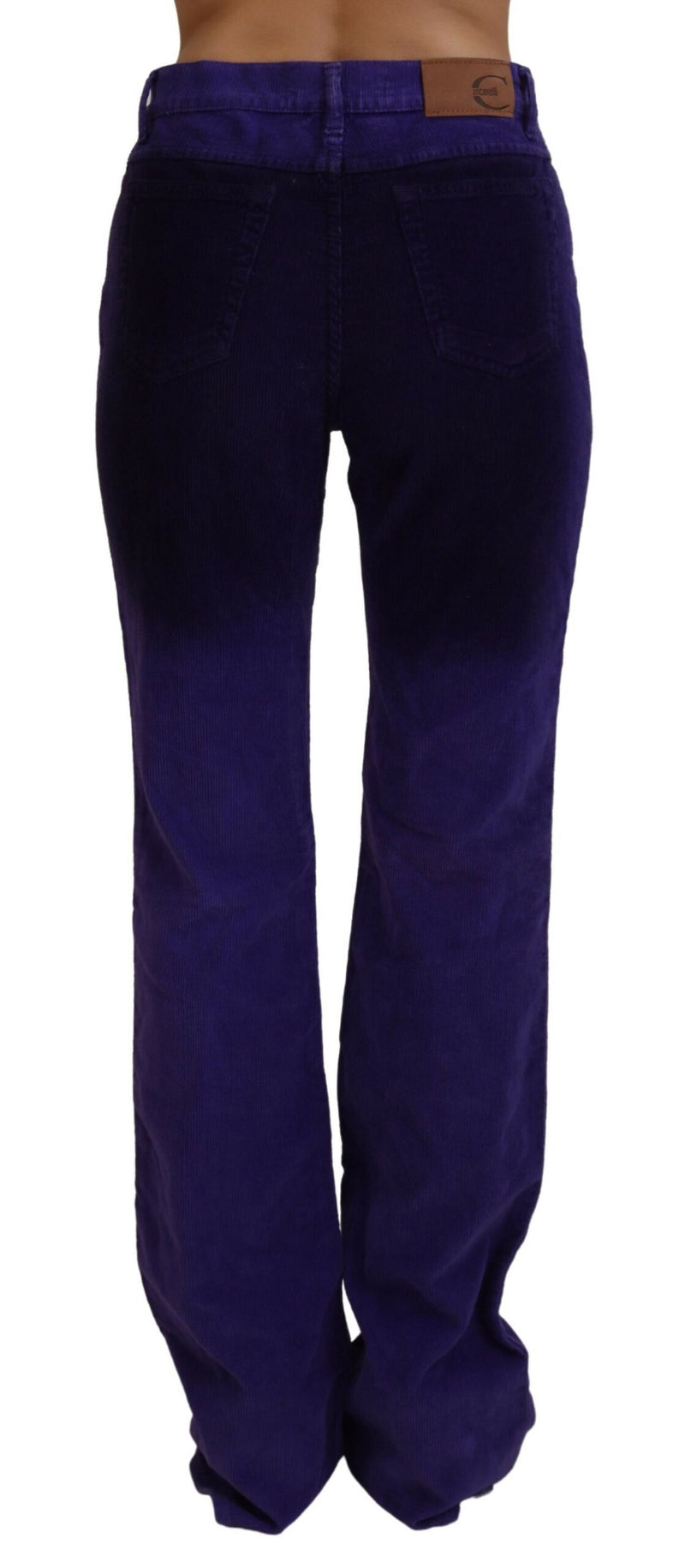 Élégant pantalon en rideau en velours côtelé violet