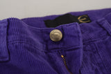 Élégant pantalon en rideau en velours côtelé violet