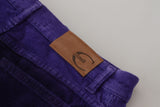 Élégant pantalon en rideau en velours côtelé violet