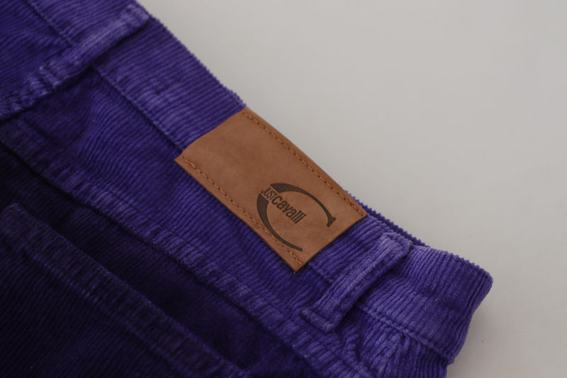 Élégant pantalon en rideau en velours côtelé violet