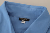 Elegante polo a maniche lunghe in cotone blu