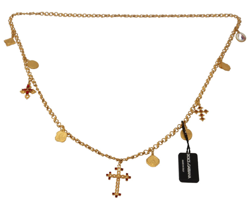 Gold Tone Cross Charm Necklace