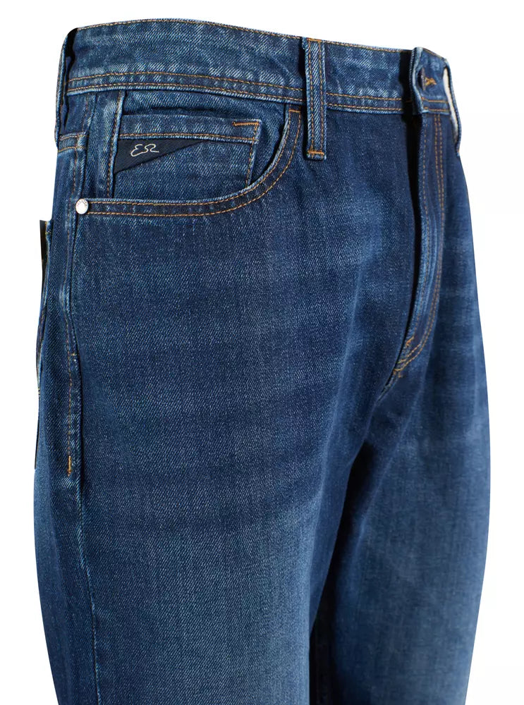 Chic Regular Fit Blue Cotton Jeans for Men