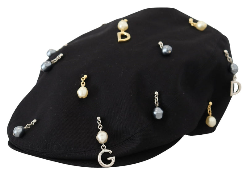 Elegant Black Cotton Newsboy Hat