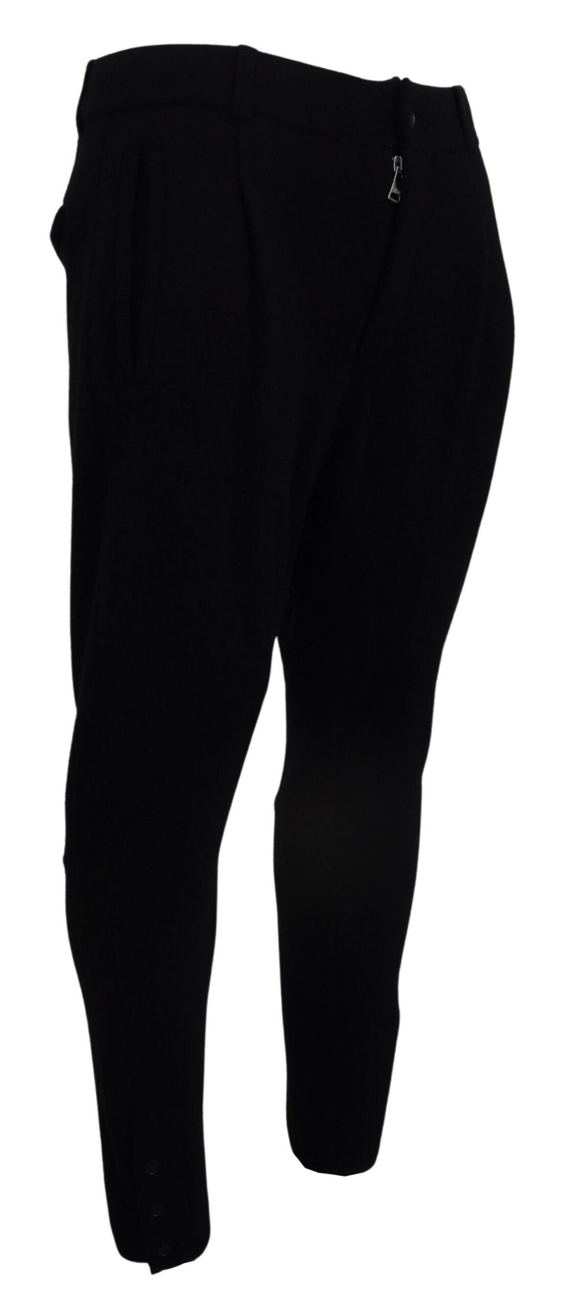 Elegant Black Tapered Wool Trousers