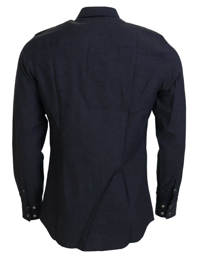 Elegante camicia da colletto in cotone grigio