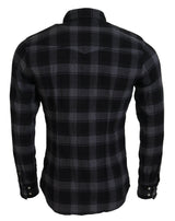 Elegante camisa de botones negros y grises