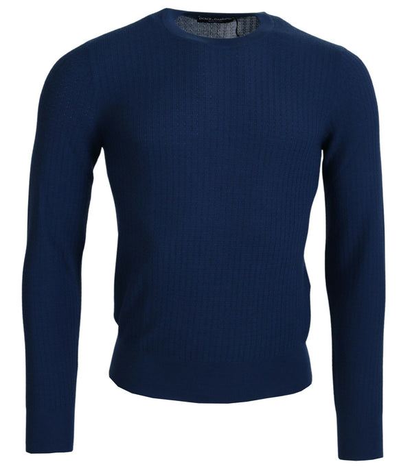 Eleganter blauer Kaschmir-Silk-Männerpullover