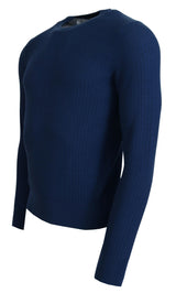 Elegante pullover maschile blu di cashmere-silk