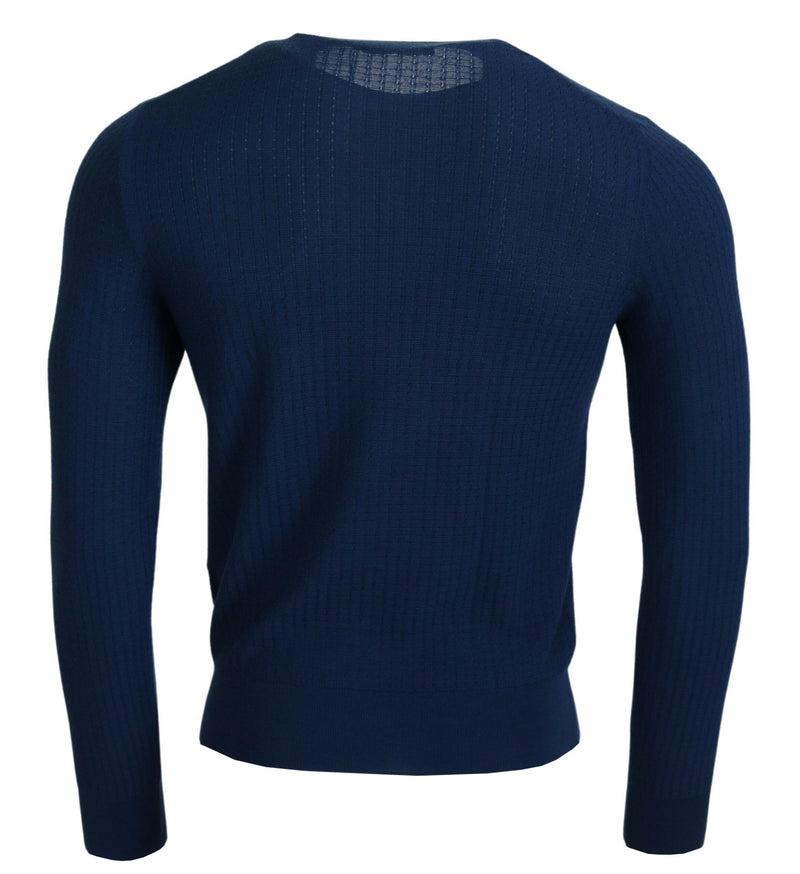 Elegante pullover maschile blu di cashmere-silk