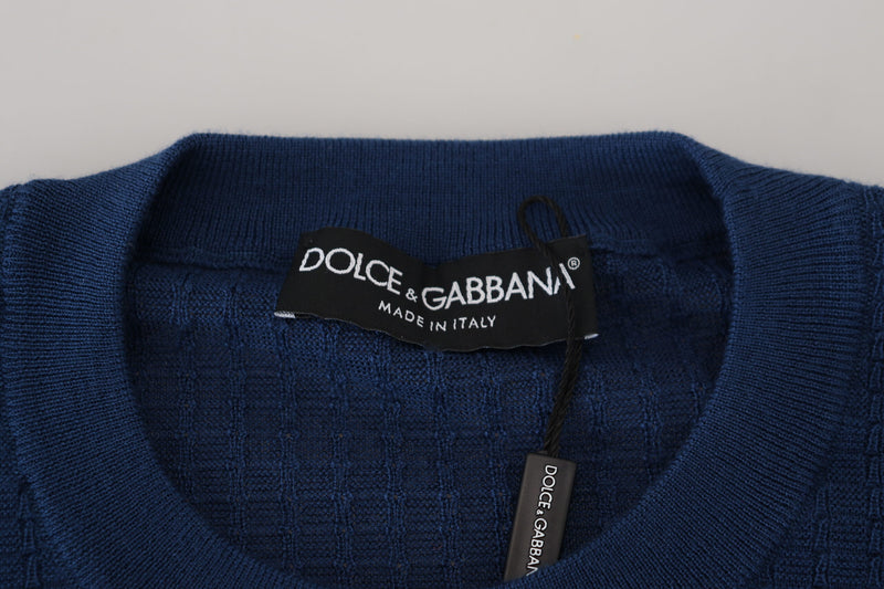 Elegante pullover maschile blu di cashmere-silk